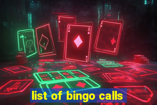 list of bingo calls